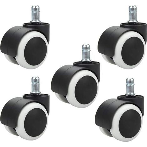Ulisem 5-teiliges Set 48-mm-Bürostuhlrollen für Computerstühle, Schwenkrollen für Bürostühle, Ersatzrollen, Standard-Schaftgröße 11 mm x 20 mm, kratzfrei (1/4)