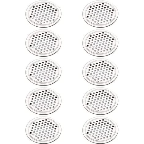 Grille de ventilation ronde, aérations en acier inoxydable, format de montage 53 mm, argent, 10 pièces(plates) (1/4)
