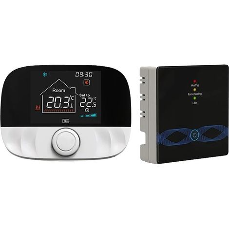 Termostato, control programable, compatible con asistente de voz, sin conexión WiFi. (1/2)