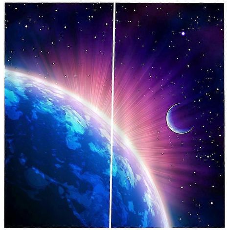 Rideau occultant à deux panneaux pour fenêtre, style paysage, avec cantonnière et enrouleur de tissu - Idéal pour bronzer-Earth