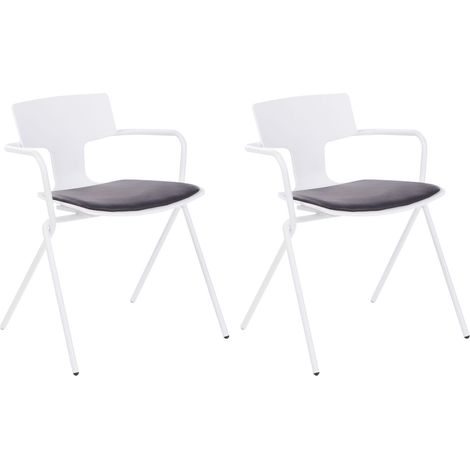 Set di 2 sedie da pranzo in plastica nera con cuscino nero Manson
