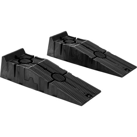 Lot de 2 rampes portables en plastique, capacité de charge de 3 tonnes, pour voitures standard et petits fourgons, 91 x 30 x 21 cm, noires (1/5)
