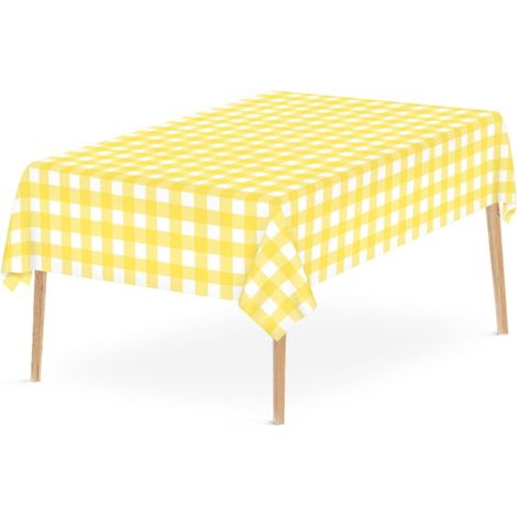 Tablecloth Plastique - 137 x 274 cm - Imperméable et Résistant aux Huiles - Motif Carreaux - Jetable - 1 Pièce (1/5)