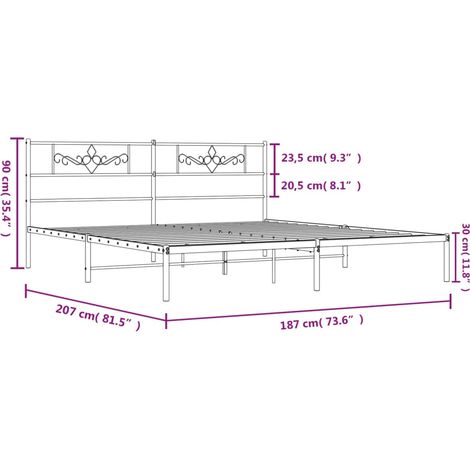 Vidaxl Struttura Letto in Metallo con Testiera Bianca 180x200 cm Super King, Letto in Metallo, Montaggio Facile (1/4)