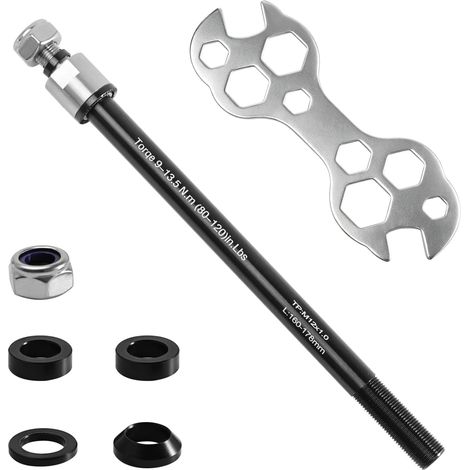 M12 Steckachse – M12 x 1,0 (160–178 mm) Fahrradanhänger mit Fahrradachsenadapter, Steckachsenadapter, Steckachse kompatibel mit den meisten Anhängerkupplungen (1/5)