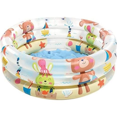 Trade Shop - Aufblasbares Schwimmbecken, Babybecken, 3 Ringe, 61 x 22 cm, für Kinder, Sommergarten, 57106 - (1/2)