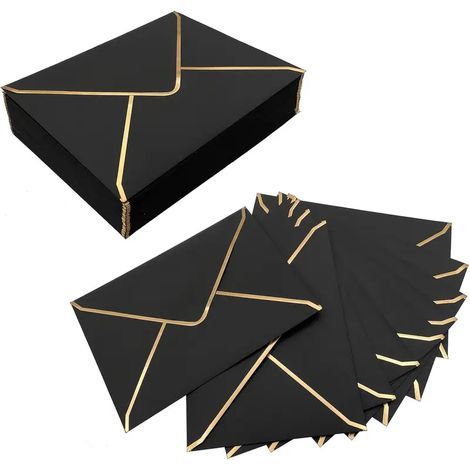 Elegante schwarze und goldene Briefumschläge 18x13,5cm 50 Stück. (1/5)
