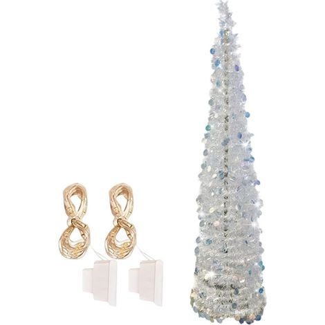 Árbol de Navidad brillante - Planta artificial con luces LED - 1,5 metros - Uso interior y exterior - Decoración para fiestas - Fácil montaje - Plegable - (1/5)