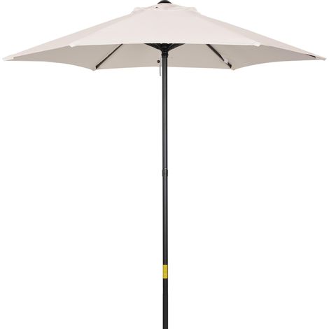 Parasol de jarden rond 2x2m avec mât central en alumenium et polyester, couleur crème, parfait pour profiter de l'ombre et de la protection solaire dans votre jardin, sur votre balcon ou à la plage (1/5)