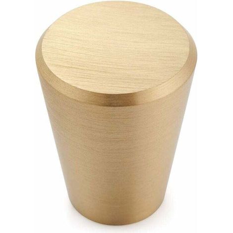 Lot de 10 Boutons de Portes Bouton de Meuble en Solide Pur Laiton pour Placards, Tiroir et Armoire Or Cône 20mm (1/4)