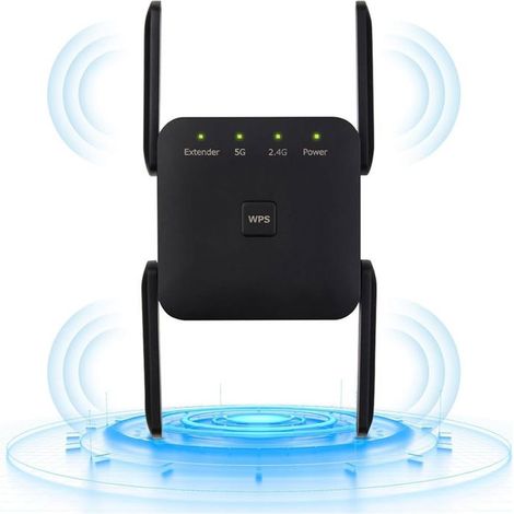 Répéteur Wifi Amplificateur Wifi Ac1200 Mbps,Wifi Extender,Bouton Wps,Play And Plug,Répéteur Wifi Puissant Avec Un Port Ethernet (1/4)
