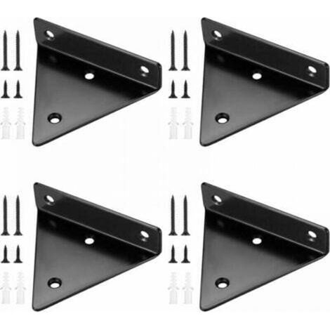 Supports d'étagère flottants métal 10 x 8 cm – Lot de 4 équerres murales triangulaires invisibles pour tablettes décoratives (1/5)