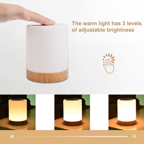 Luz nocturna recargable con luz suave y 6 colores - Aoresac - Control táctil - Batería USB integrada (12 cm) (1/4)