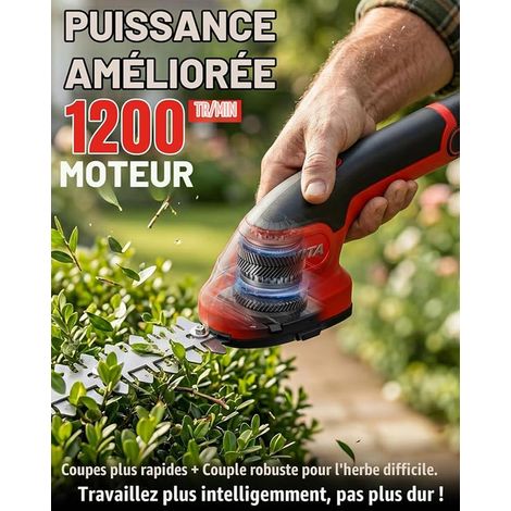 Lawn Shears Hedge Trimmer, 8V Edger Battery, Blades Bushes, Shrubs, Branches Edges (Red) (1/3)