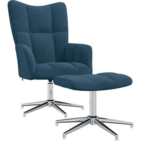 Maison Exclusive - Relaxsessel mit Hocker Blau Samt (1/5)