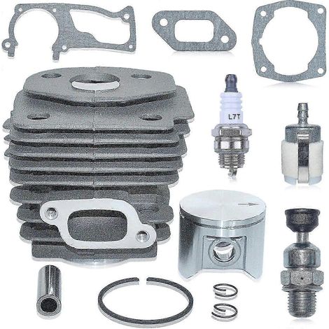 Piston-cylindre 47 mm pour tronçonneuse Husqvarna 357, 357XP, 357XP EPA, 359, 359XP, 359XP EPA, références 537157304, 580303302 et 537157302. Comprend un piston et un cylindre avec bougie d'allumage. (1/5)