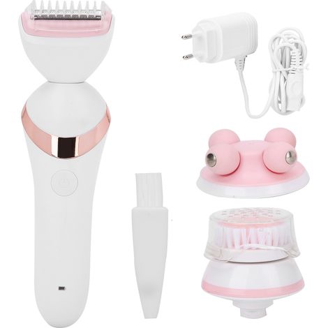 Épilateur visage 3en1 femme, nettoyant facial, masseur + rasoir électrique, prise UE 100‑240V, tondeuse à poils rechargeable (1/5)