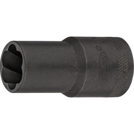 VIGOR Spiralnutenausdreher-Einsatz, 1/2 (12,5 mm) Vierkant hohl, Außen Schraubenausdreher Profil, SW 15 mm (1/4)
