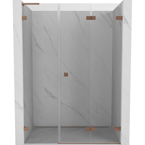 Mexen Lunar-F L porte de douche pliante droite 125 cm, transparent, cuivre brossé - 836SL-125-050-65-00-P (1/5)