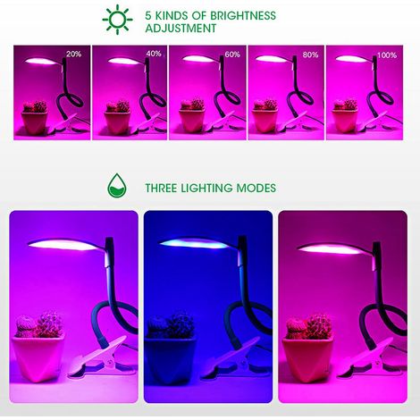 Lampe de croissance LED flexible à pince pour plantes d'intérieur et de serre (1/5)