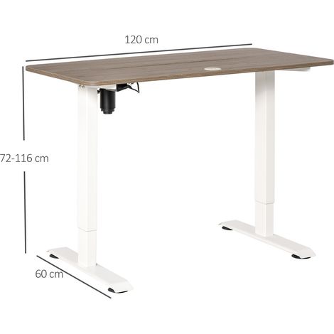 Scrivania elettrica regolabile in altezza Vinsetto 120x60x72-116 cm con macro e 4 tasti memoria automatici intelligenti per ufficio domestico, colore bianco.