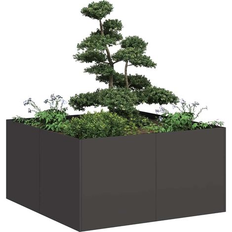 Pflanzkübel Schwarz 80x80x40 cm Kaltgewalzter Stahl