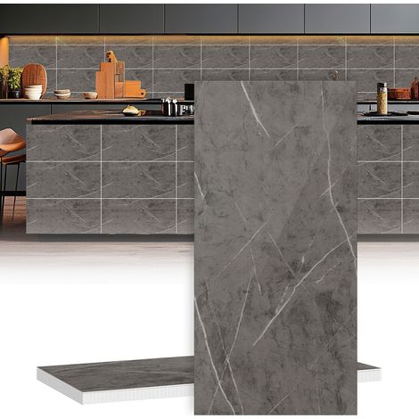 Randaco 10 x Papel pintado adhesivo 3D con efecto azulejo 30 cm x 60 cm Gris 1,8 m²