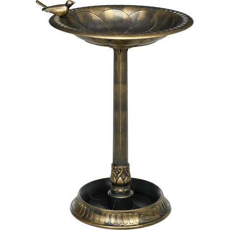 Vogeltränke, Vogelfutterhaus und Pflanzgefäß in einem, Maße Ø 50 x 72 cm (Höhe), Polypropylen, Antikbronze-Finish (1/5)