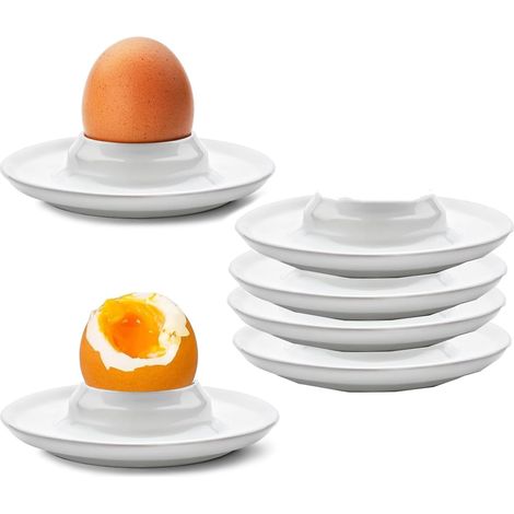 Coquetiers,6 PCS Support oeuf a la Coque Porte-oeufs Doux et Durs Coquetiers Support d'oeufs en Plastique Blanc Plateau d'oeufs (1/5)
