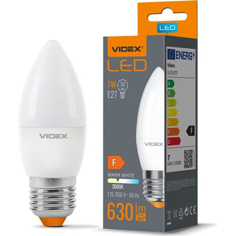 Lampadina LED candela C37 7W E27 3000K 630lm Videx (1/3)
