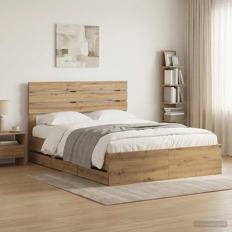 vidaXL Bed Frame with Storage and Headboard Artisan Oak 120 x 200 cm (1/5)