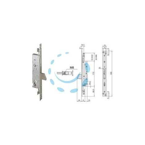 SERRATURA TRIPLICE DA INFILARE PER MONTANTI SOLO CATENACCIO 46820 - mm.30 (46820300)