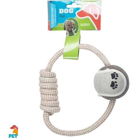 Gioco per Cani Anelli in Corda e Palla Dog Toy Rope In Cotone Atossico (1/2)