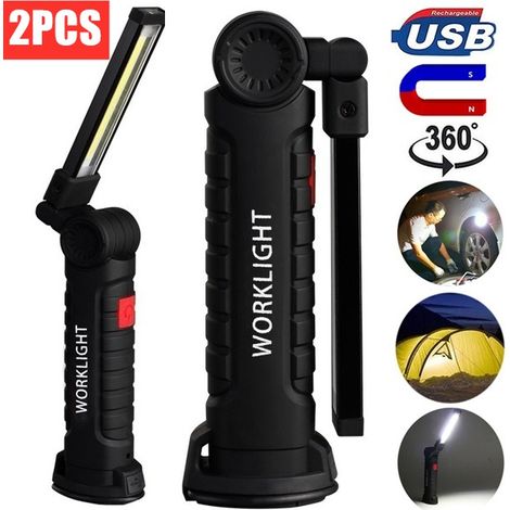 Highsam – Baladeuse de chantier COB torche rechargeable 3 modes – 27cm pliable – Éclairage LED haute performance – Pour chantiers humides