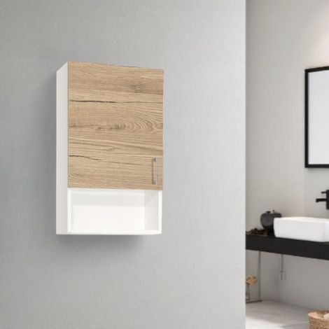 Pensile sospeso con vano a giorno e anta DX 43x22 Quercia Naturale (1/2)