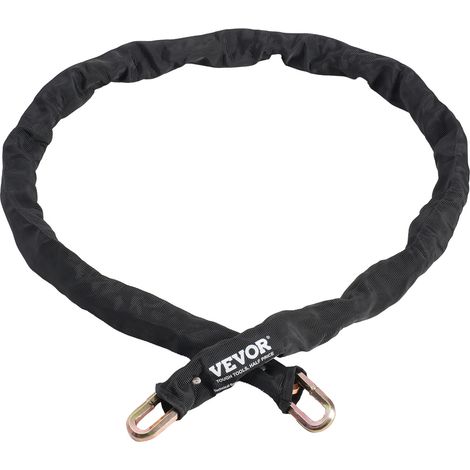 VEVOR Candado de Cadena de Seguridad para Bicicleta de φ9,5 x 1800 mm, Candado de Acero Resistente y Antirrobo de Seguridad para Bicicletas, Motocicletas, Scooters, Puertas, Cercas, Portones, Negro