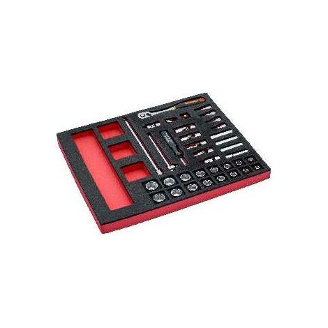 Bahco Fit&Go 2/3 Einlage mit 3/8-Steckschlüssel-Einsätzen, birnenförmigen Knarren - 36-tlg. (1/5)