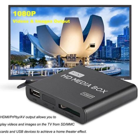 Lecteur Multimédia 1080P Full Hd Mini-Boîtier - BELLE TECH - MMC Rmvb Mp3 Avi Mkv - Noir (1/4)
