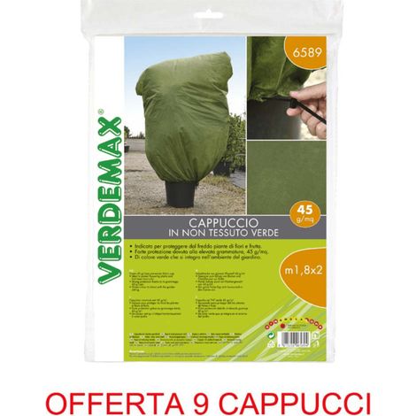 OFFERTA 9 CAPPUCCI DI PROTEZIONE TNT 1,8X2MT VERDE VERDEMAX PIANTE FIORI