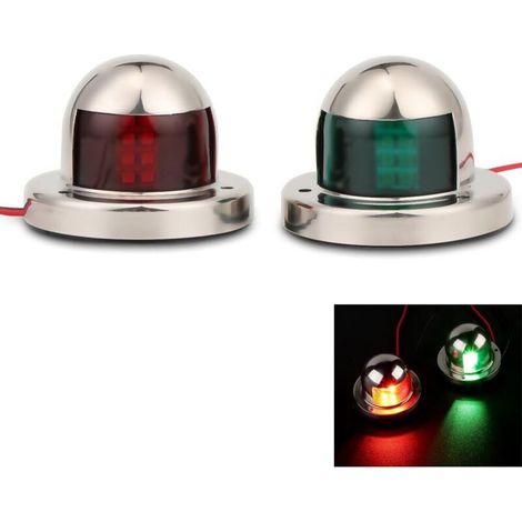 Feu de navigation à LED pour proue, en acier inoxydable, 12 V, rouge et vert, pour bateau et yacht (1/5)