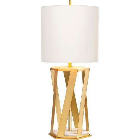 Tischleuchte Wohnzimmerlampe Flurlampe Schlafzimmerleuchte Messing Marmor H 87cm (1/5)