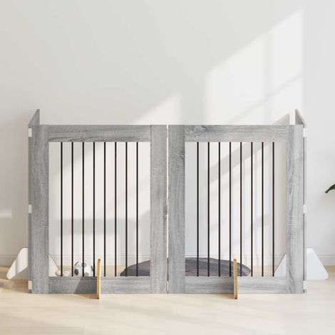 vidaXL Cancello per cani con supporti 4 pcs Grigio Sonoma 80 x