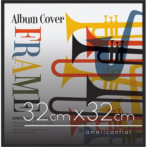 Cadre Vinyle 32x32 cm Noir - Cadre pour Album Vinyle en Aluminium avec Verre Incassable Poli et Design Minimaliste Épuré - Montage Mural (1/5)