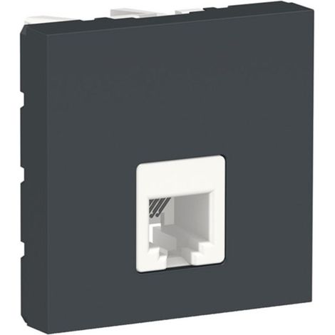 Prise téléphonique large RJ12 Schneider Serie New Unica Anthracite
