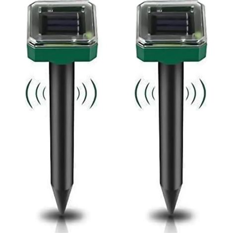 Set di 2 repellenti per talpe a energia solare per giardini, repellente per parassiti impermeabile IP65 per talpe, arvicole e serpenti – Repellente per animali ad alta sensibilità per prati, giardini 