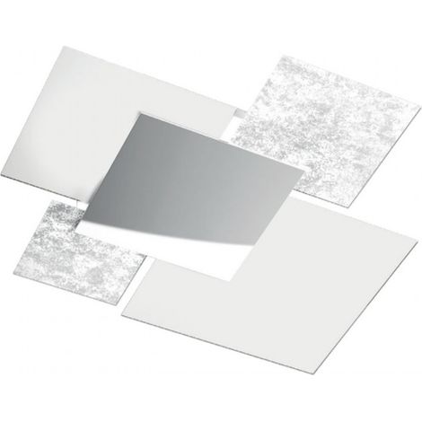 Plafoniera moderna top light shadow 1088 pl70 e27 led vetro lampada soffitto parete, colore foglia argento e bianco