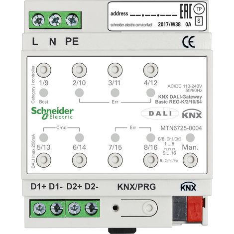 KNX actionneur éclairage avec interface DALI 2L 32G 128 ballasts SCHNEIDER MTN6725-0004 (1/2)