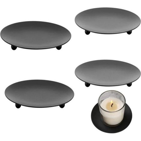 Chandelier - Métal - 7 cm - Noir - Pour Bougies - Lot De 4 (1/4)