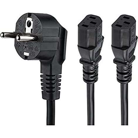 StarTech.com Cable de 2m de Computer Y-Power, 18AWG, EU Schuko to 2x C13, 10A 250V, Cable de Power de AC de Spare, for Printer, for Monitor, UL (1/4)