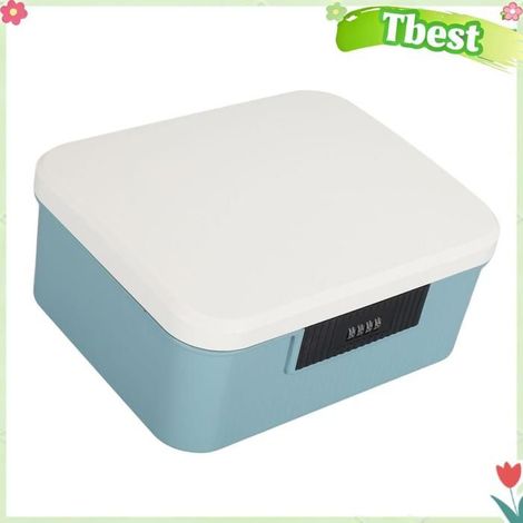 Tbest Coffre verrouillable Coffre de stockage verrouillable, capacité de 9l, pour fichiers, meuble rangement crème Bleue (1/5)
